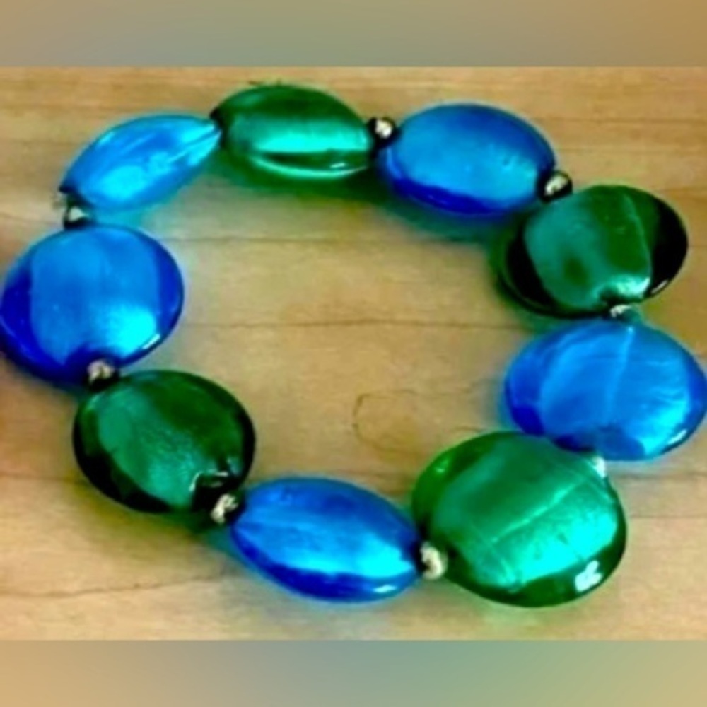 Boutique Blue and Green Beaded Bracelet​​​​​​ OS